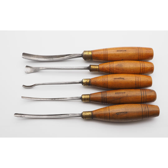 Fine Set of 5 Carving Gouges by J. B. Addis & Sons