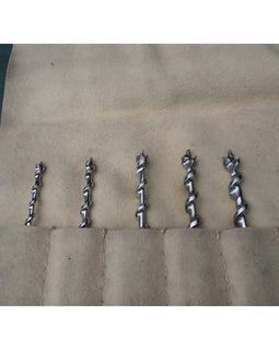 Superb Set of 13 Auger Bits in a Felt Roll by Mawhood