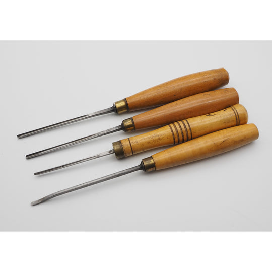 4 Good Boxwood Handled Carving Chisels