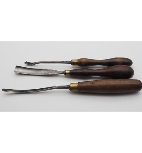 Three Good 19th Century Unusual Profile Carving Chisels