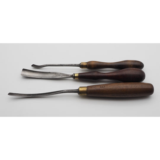 Three Good 19th Century Unusual Profile Carving Chisels