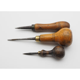 3 Various Good 19th Century Leatherworkers Awls