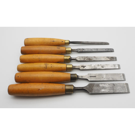 6 Very Good Boxwood Handled Firmer Chisels
