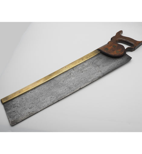 Massive Early Brass Back Saw by Wright & Co.
