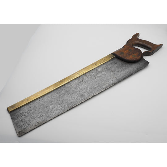Massive Early Brass Back Saw by Wright & Co.