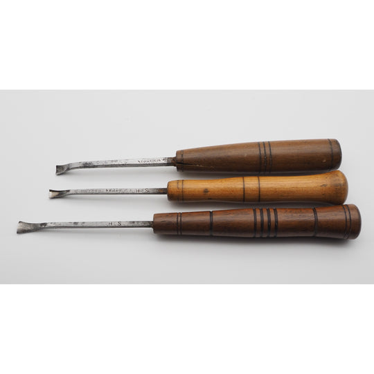 3 Good Antique Spoon Gouges Including a Back Bent One