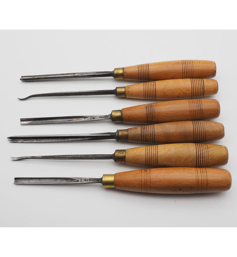 6 Good Antique Carving Chisels With Matching Handles