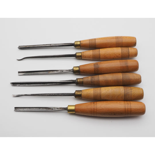 6 Good Antique Carving Chisels With Matching Handles