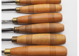 6 Good Antique Carving Chisels With Matching Handles