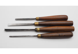 4 Good Rosewood Handled Carving Chisels by Addis
