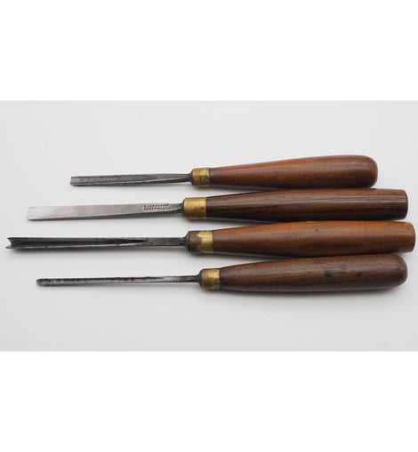 4 Good Rosewood Handled Carving Chisels by Addis