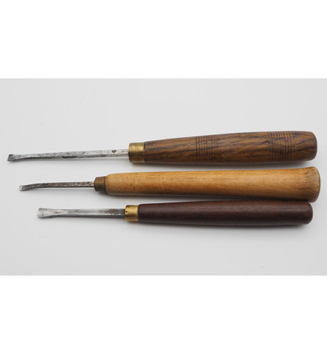 3 Small Antique Fishtail Carving Gouges