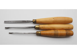 3 Good Antique Boxwood Handled Carving Chisels