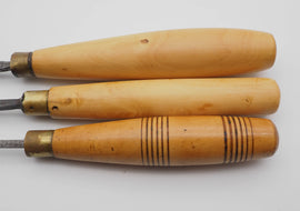 3 Good Antique Boxwood Handled Carving Chisels
