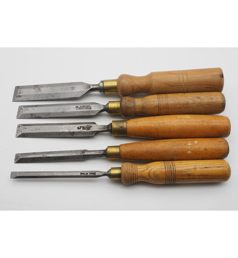 5 Good Bevel-Edged Chisels by Various Sheffield Makers
