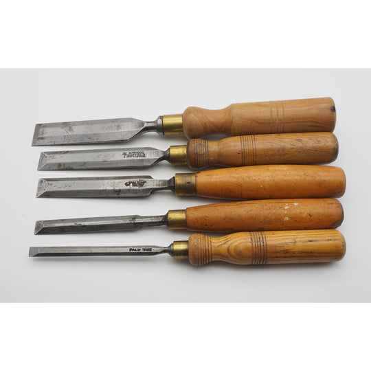 5 Good Bevel-Edged Chisels by Various Sheffield Makers
