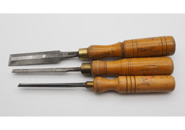 3 Good Bevel-Edged Chisels. Mathieson & Woodcock