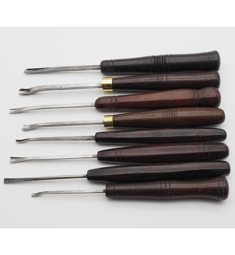 8 Superb Rosewood Handles Antique Carving Chisels