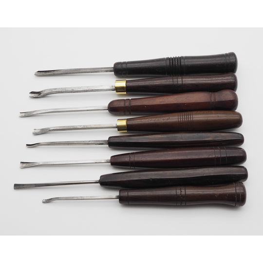 8 Superb Rosewood Handles Antique Carving Chisels