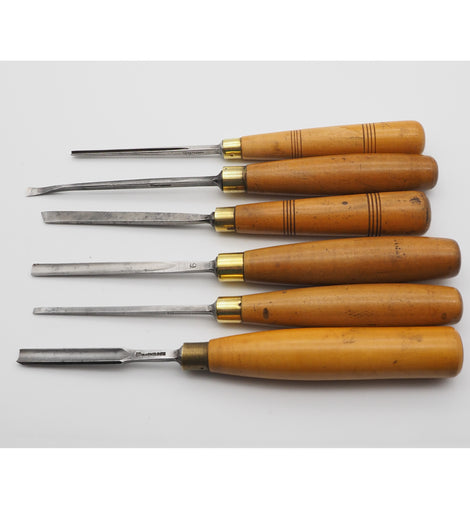 Set of 6 Carving Chisels by Mathieson With Boxwood Handles