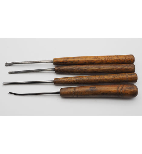 4 Early Antique Small Carving Chisels