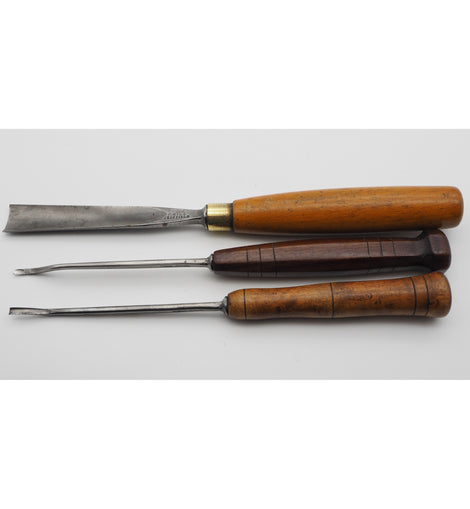 3 Good Clean Carving Chisels by C. Hill of Sheffield