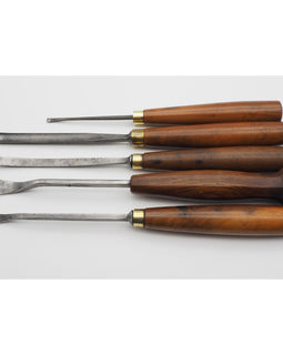 5 Early Carving Chisels with Beautiful Yew-Wood Handles