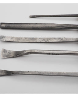 5 Early Carving Chisels with Beautiful Yew-Wood Handles