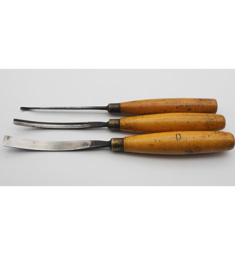 3 Good Boxwood Handled Carving Gouges