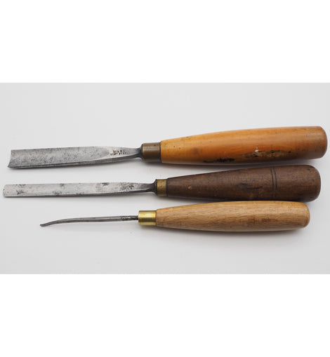 3 Antique Woodcarving Chisels. Addis & Ward