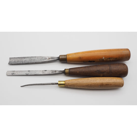 3 Antique Woodcarving Chisels. Addis & Ward
