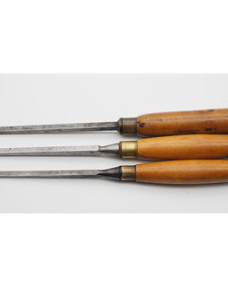 3 Good Boxwood Handled Sash Mortice Chisels
