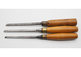 3 Good Boxwood Handled Sash Mortice Chisels