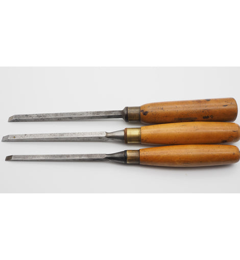 3 Good Boxwood Handled Sash Mortice Chisels