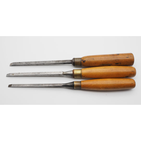 3 Good Boxwood Handled Sash Mortice Chisels