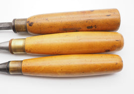 3 Good Boxwood Handled Sash Mortice Chisels
