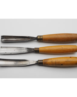 3 Large Size Boxwood Handled Carving Chisels