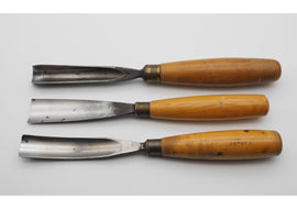 3 Large Size Boxwood Handled Carving Chisels