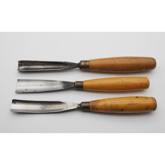 3 Large Size Boxwood Handled Carving Chisels