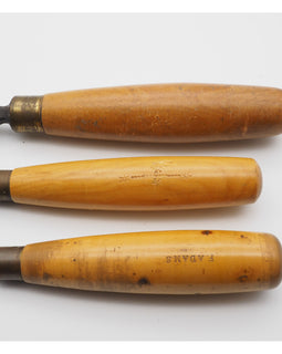 3 Large Size Boxwood Handled Carving Chisels
