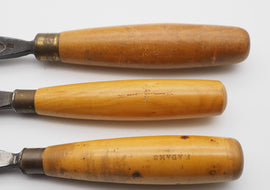 3 Large Size Boxwood Handled Carving Chisels