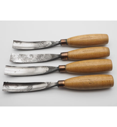 Set of Four J. B. Addis Sow-back Carving Gouges