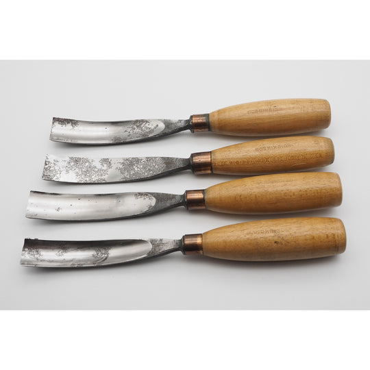 Set of Four J. B. Addis Sow-back Carving Gouges