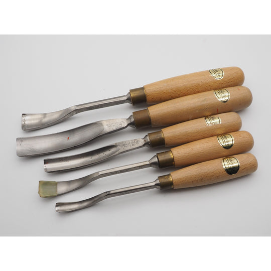Set of 5 Basically Unused Ashley Iles Carving Chisels