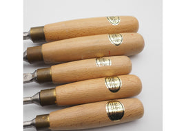 Set of 5 Basically Unused Ashley Iles Carving Chisels