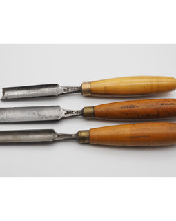 3 Good Boxwood Handled Cabinetmakers Gouges