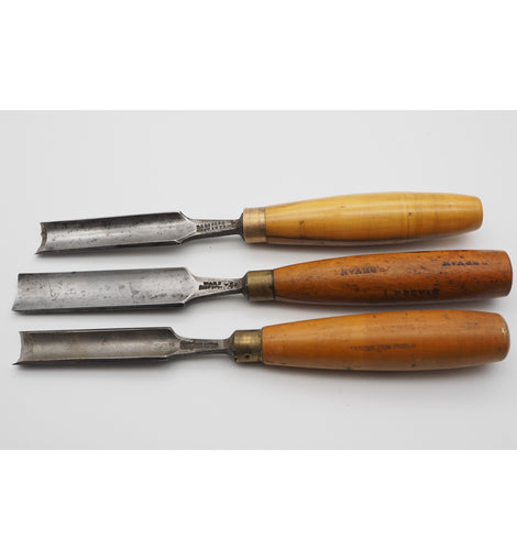 3 Good Boxwood Handled Cabinetmakers Gouges