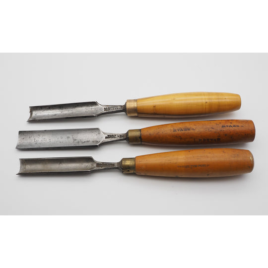 3 Good Boxwood Handled Cabinetmakers Gouges