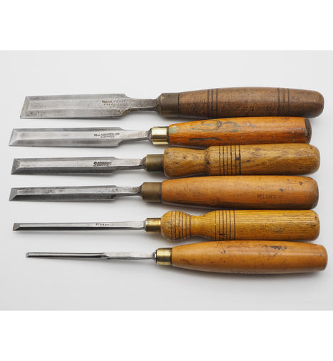 6 Decent 19th Century Bevel-Edged Chisels