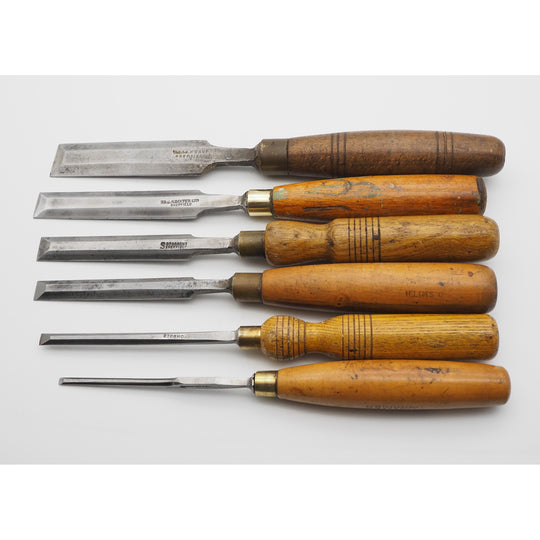 6 Decent 19th Century Bevel-Edged Chisels